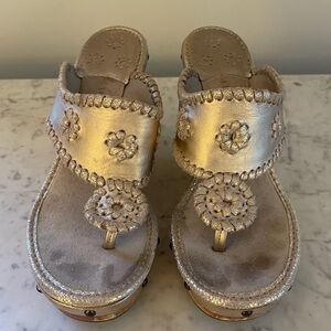 Jack Rogers, Metallic Gold Wooden Wedge Platform